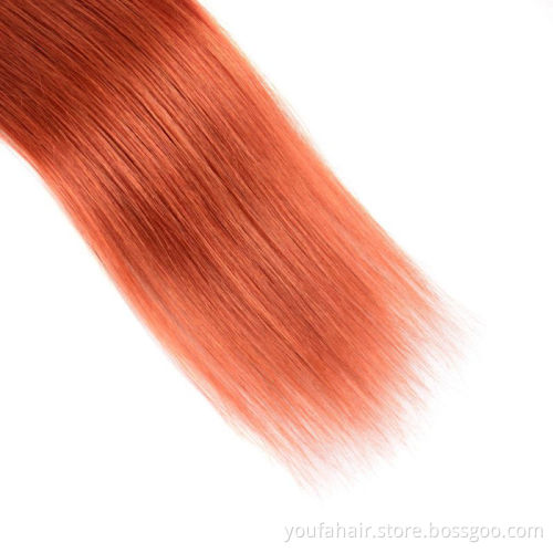 Best 100% Raw Human Hair 1b/350 Ombre Colored Straight Bundle Cambodia Virgin Human Hair Bundles Extension Weaves with Closure